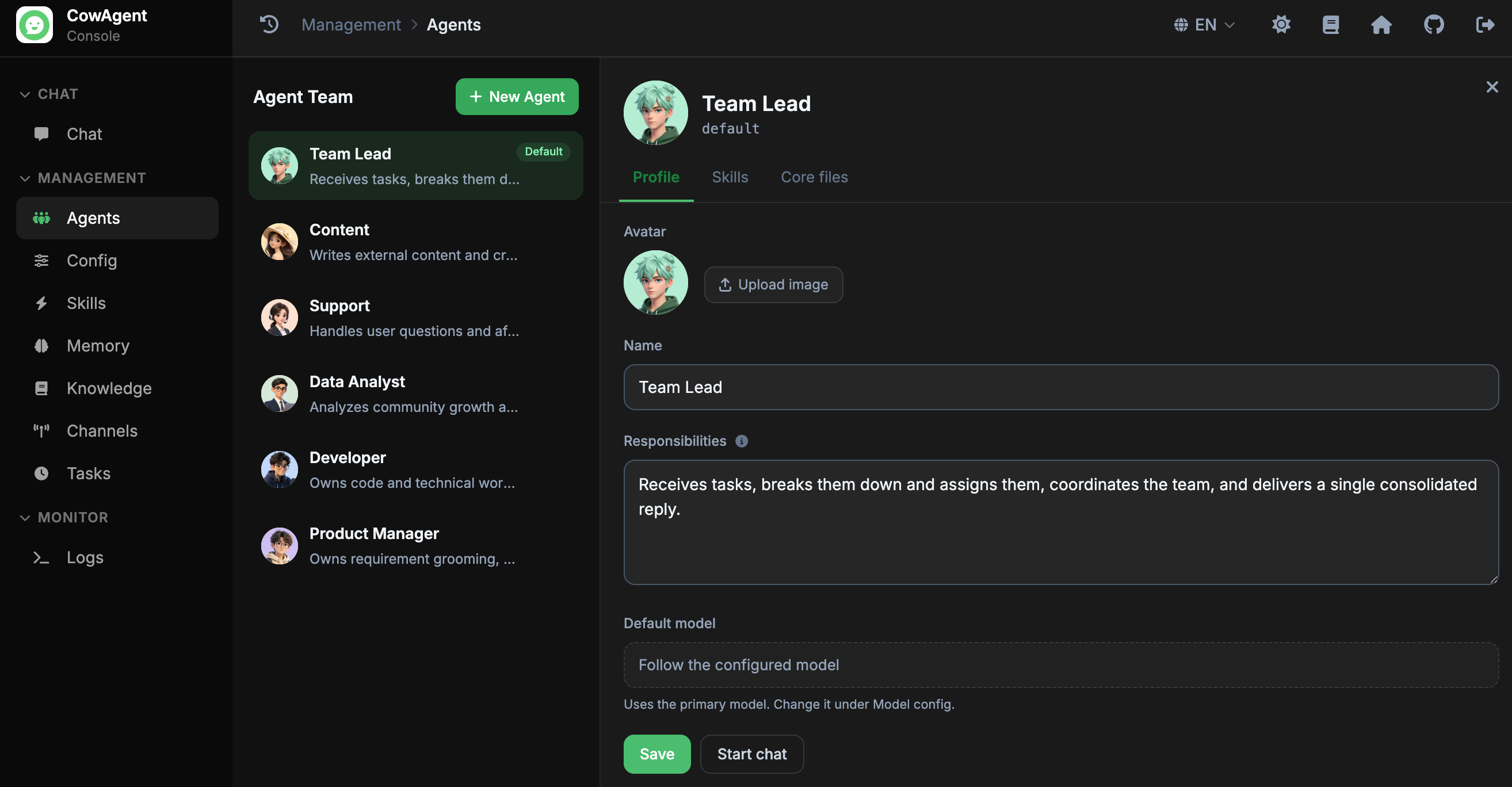 CowAgent Multi-Agent Team