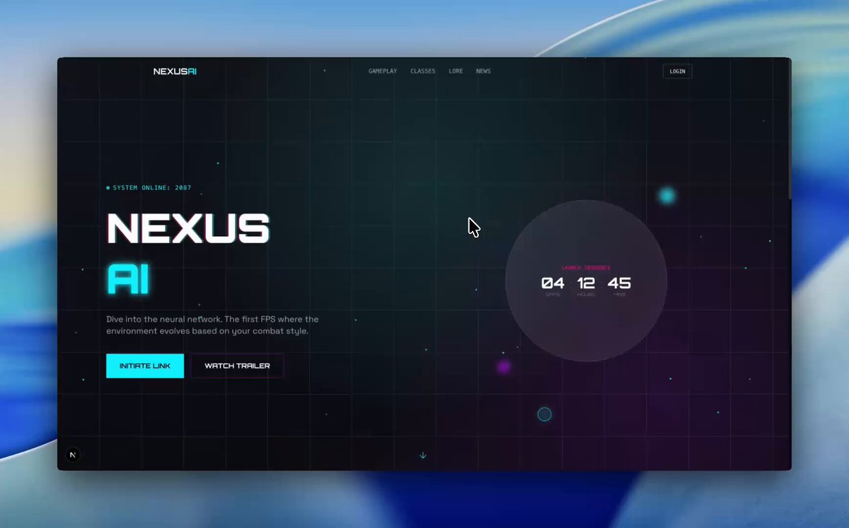 Futuristic animated landing page for AI game - Image 1
