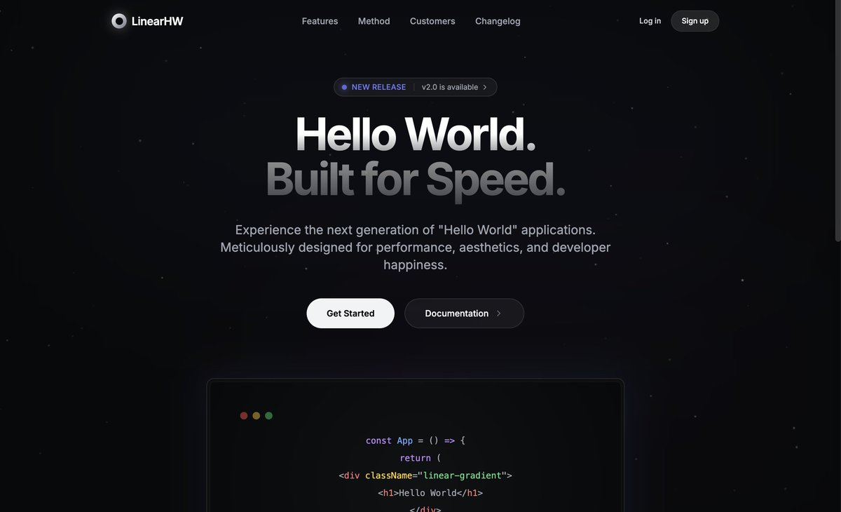 Hello world web page with Linear-style variants - Image 2