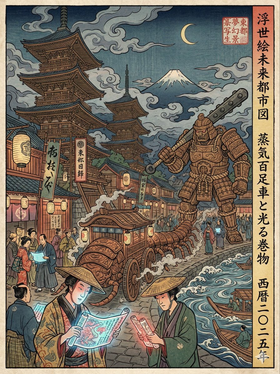 Edo-period Ukiyo-e reinterpretation of a modern scene - Image 1