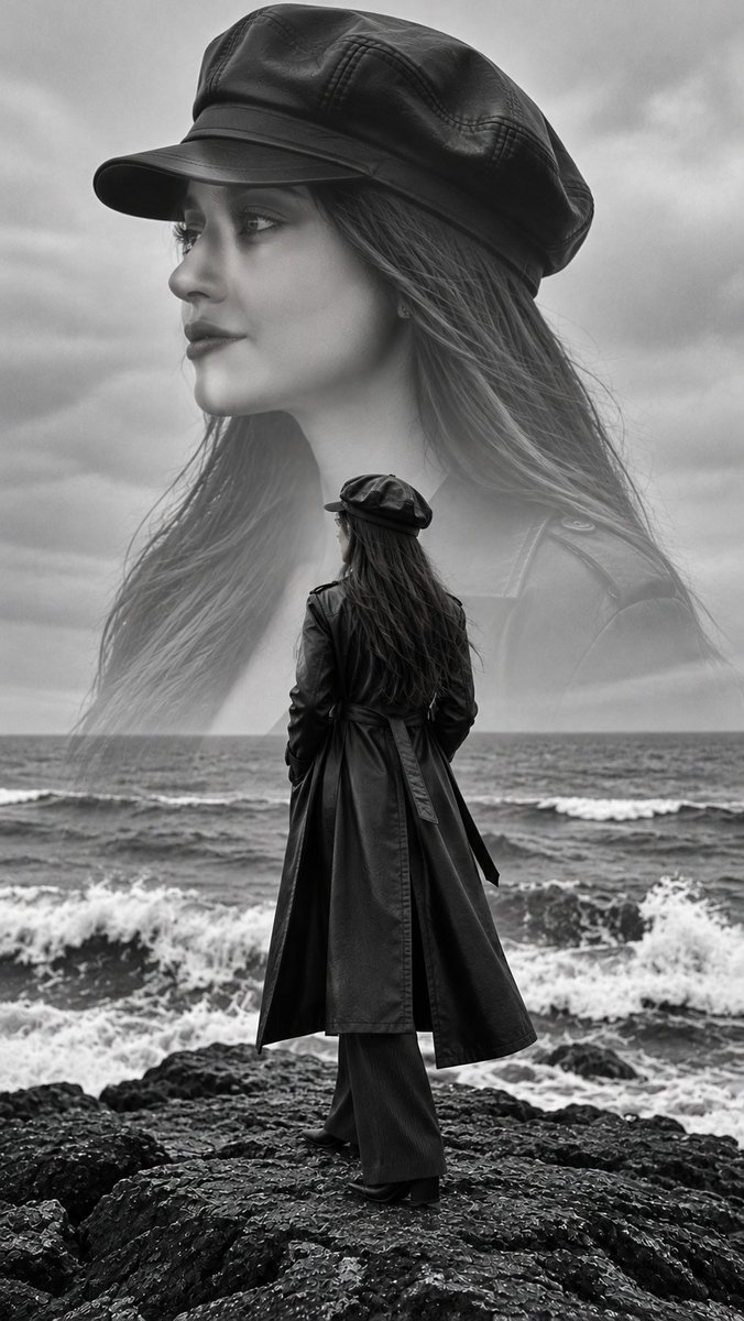 Social Media Post - Cinematic Monochrome Double Exposure Fashion Portrait Prompt - Image 2