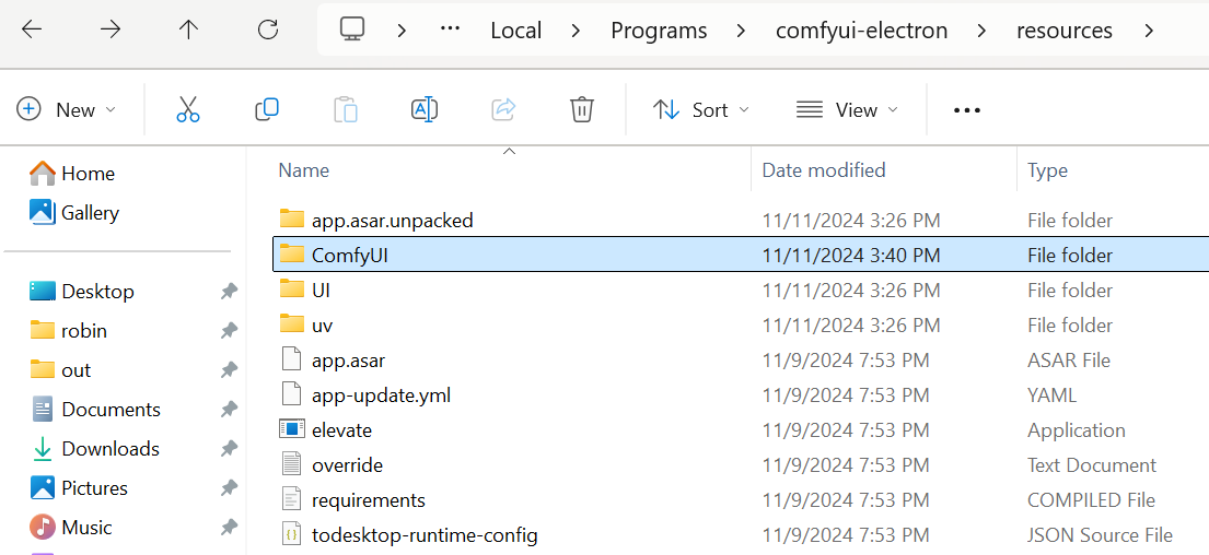 screenshot of resources directory