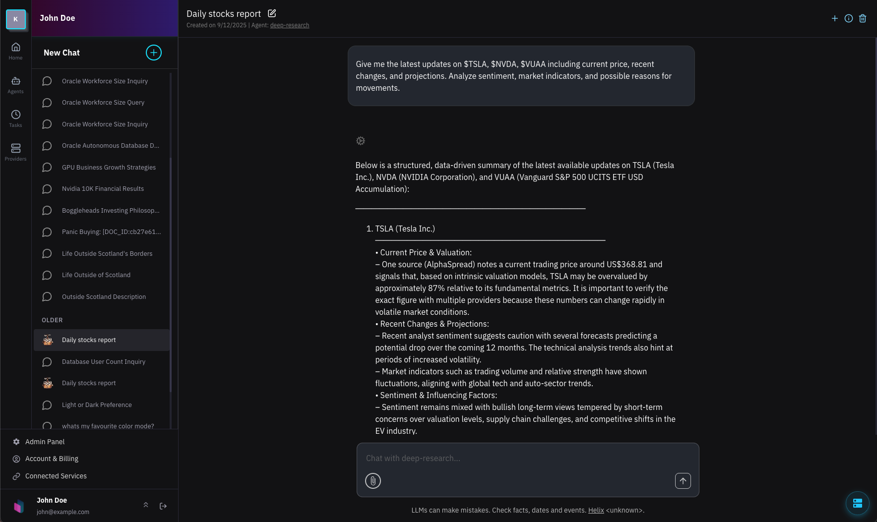 AI agents interface