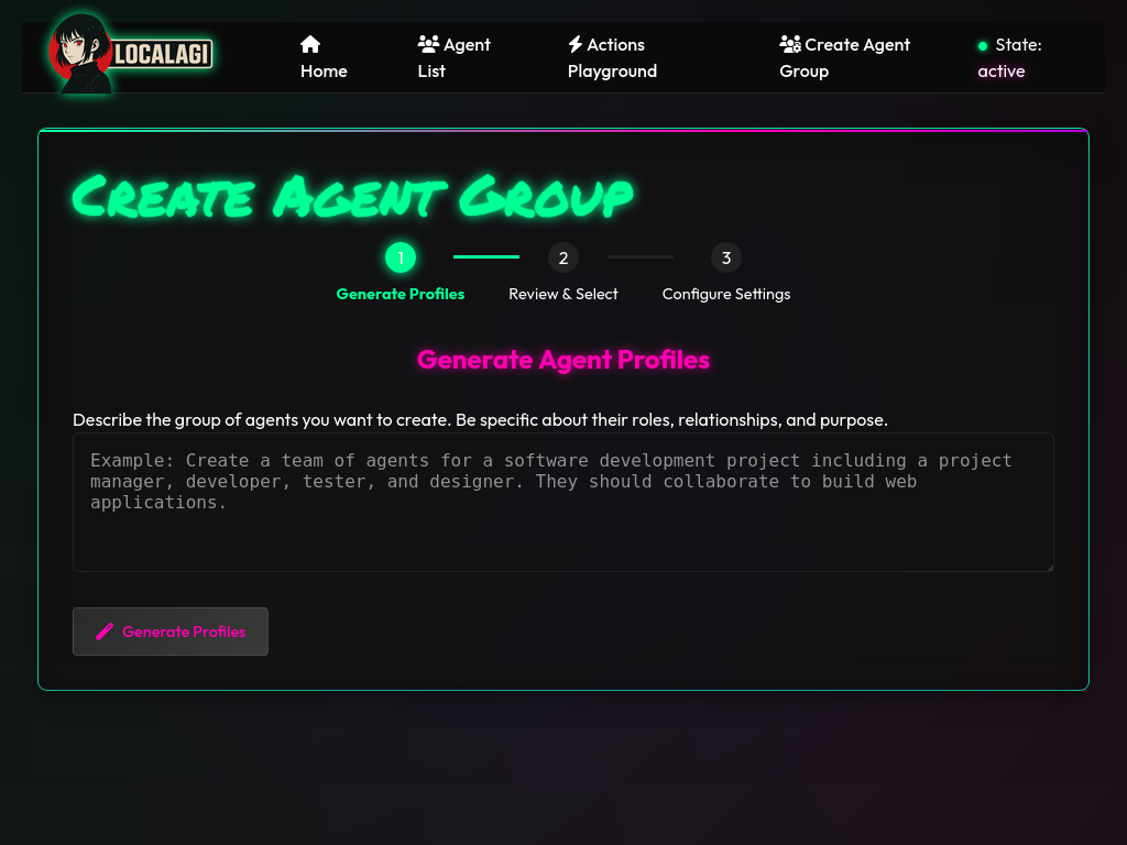 Web UI Create Group