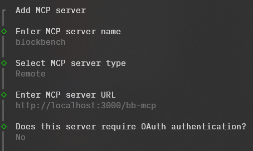 Connecting to Blockbench MCP plugin through OpenCode.