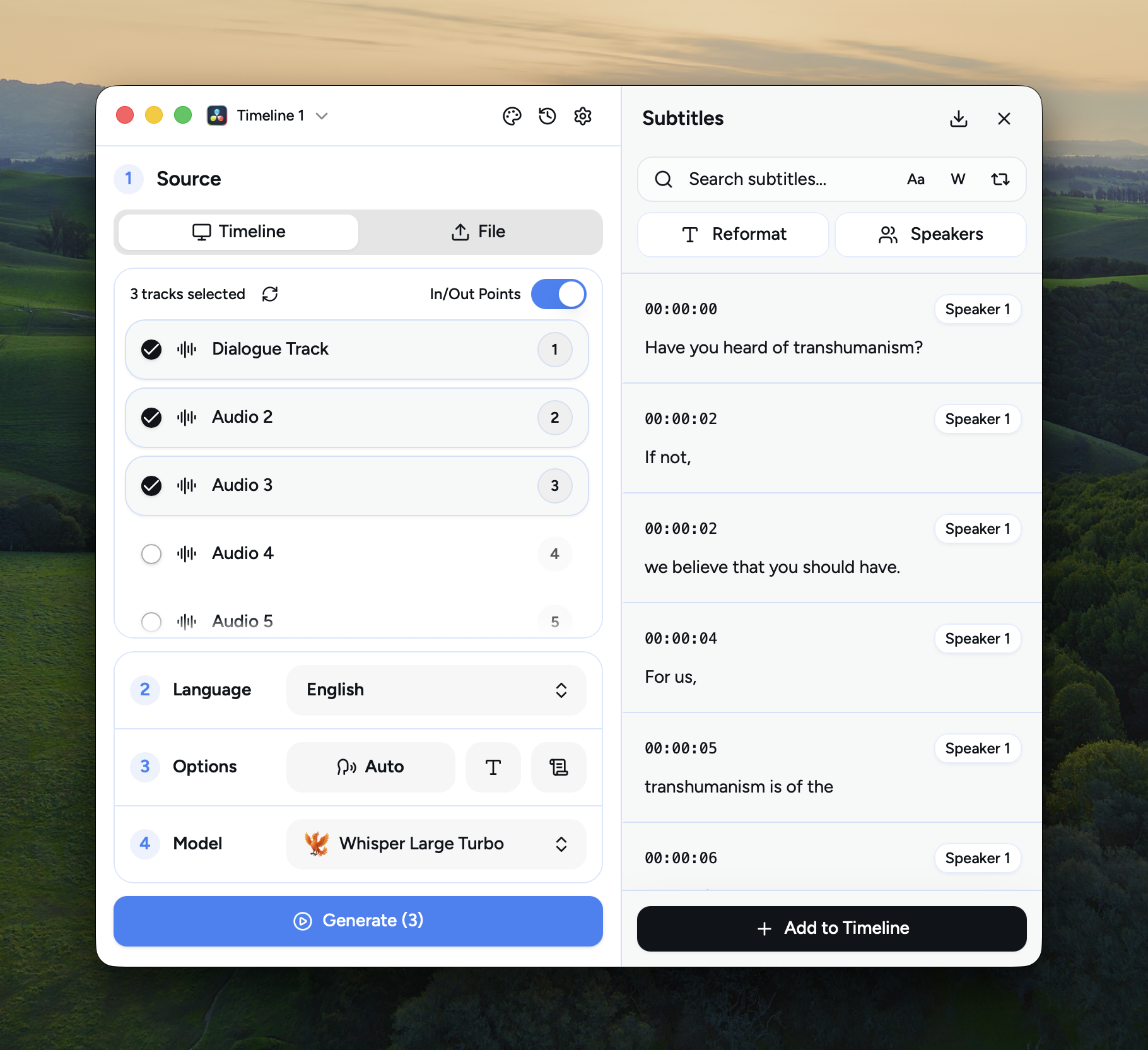 AutoSubs UI