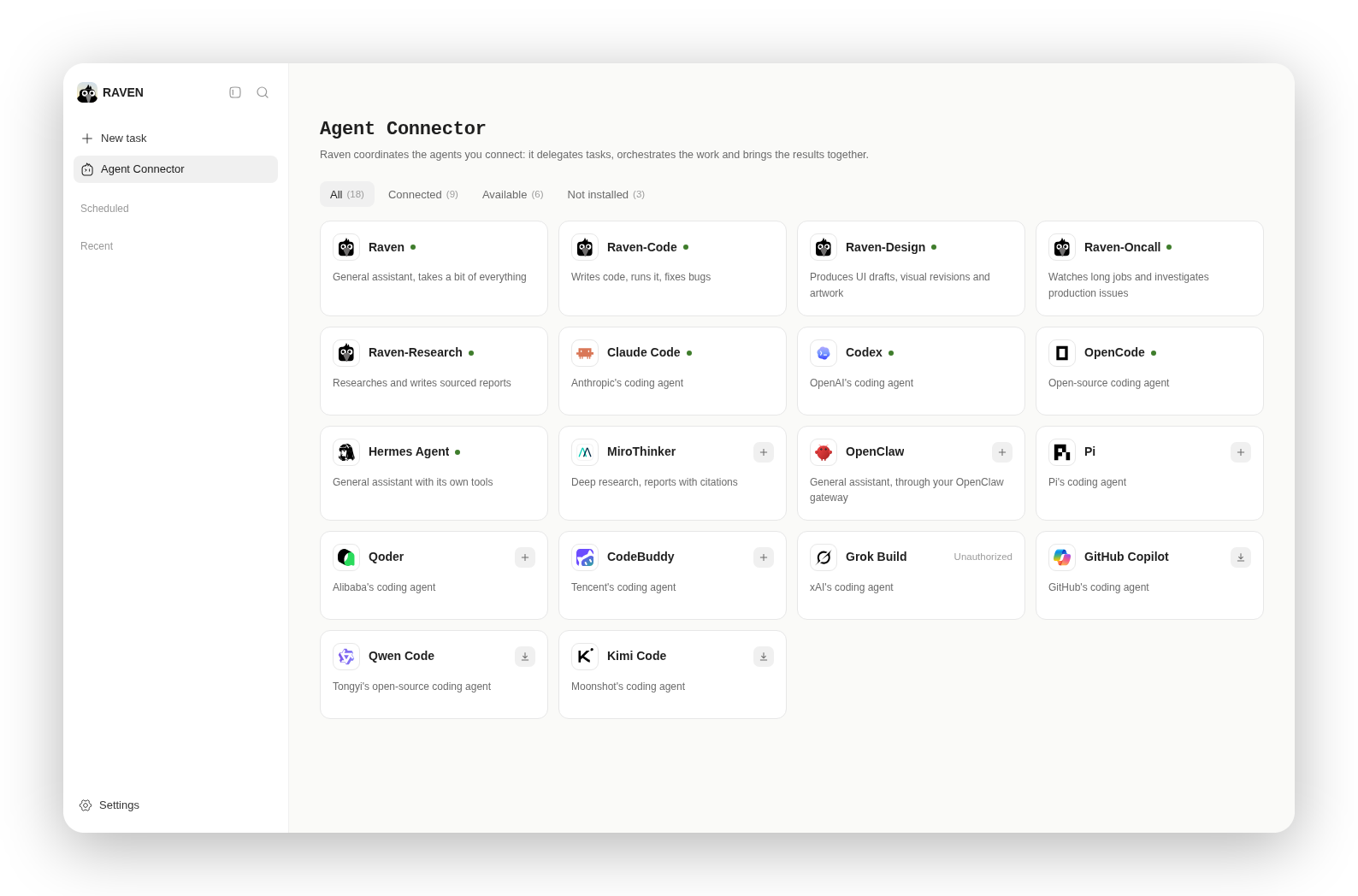 Raven WebUI subagents page