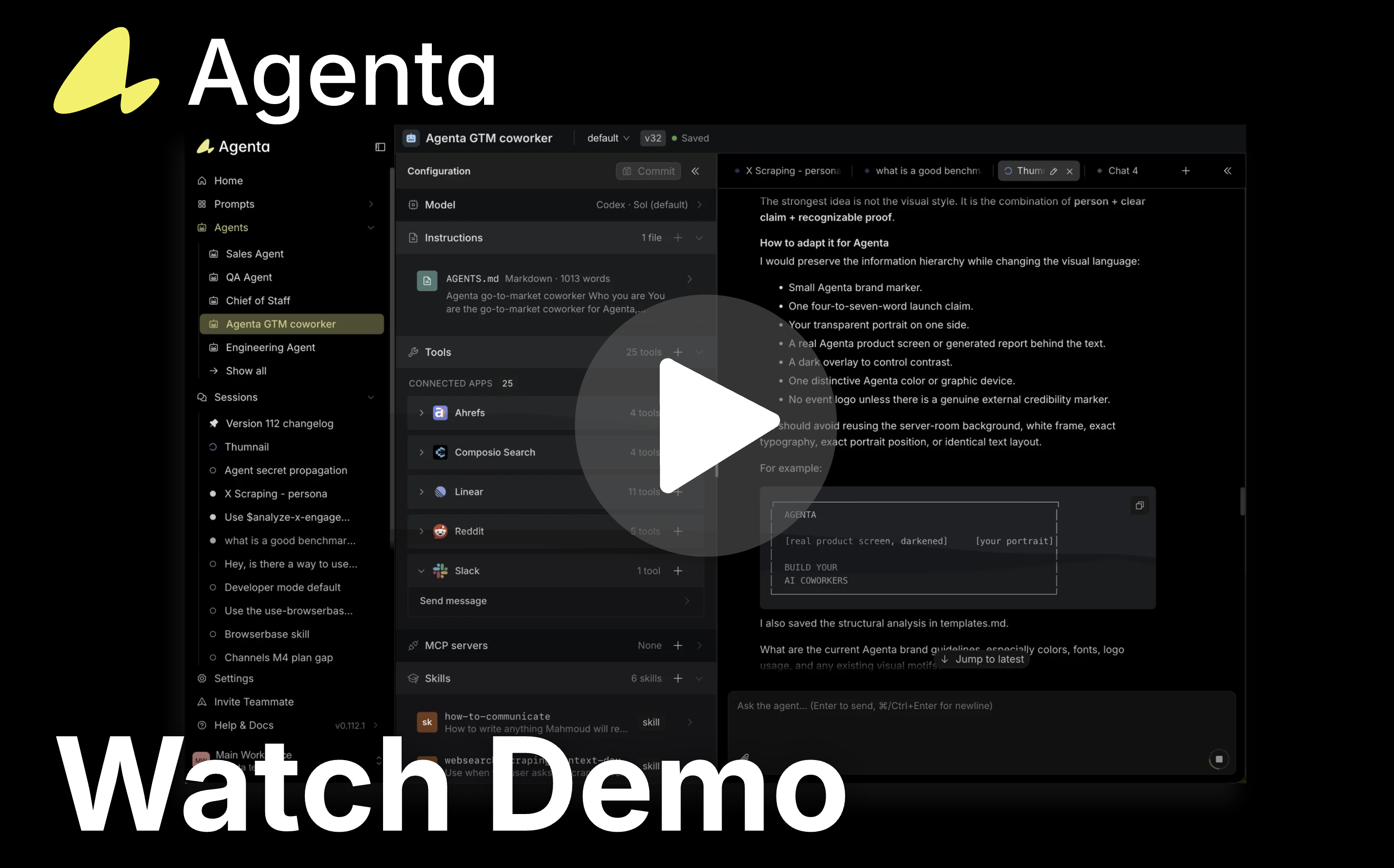 Watch the Agenta platform demo