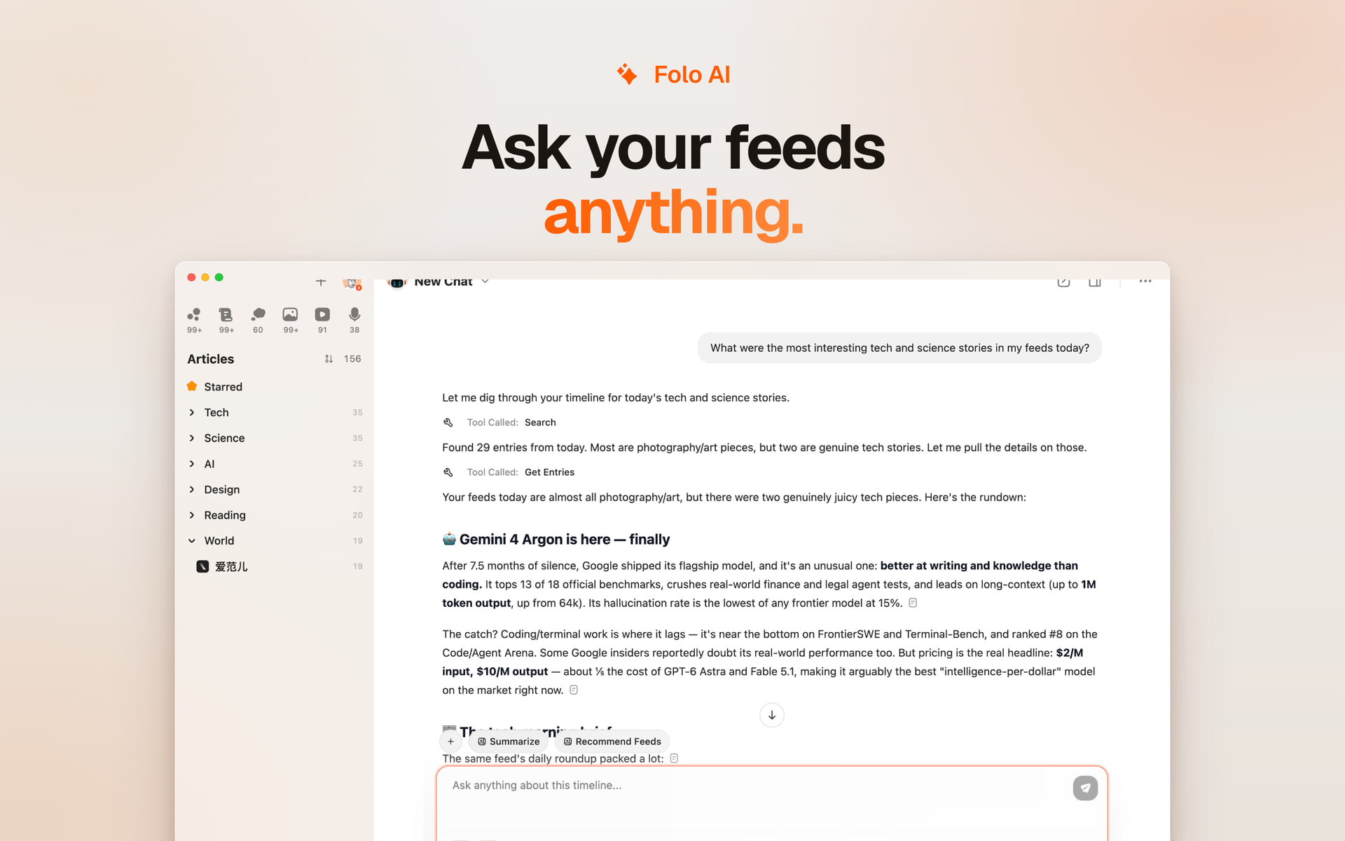 Folo AI: ask your feeds anything