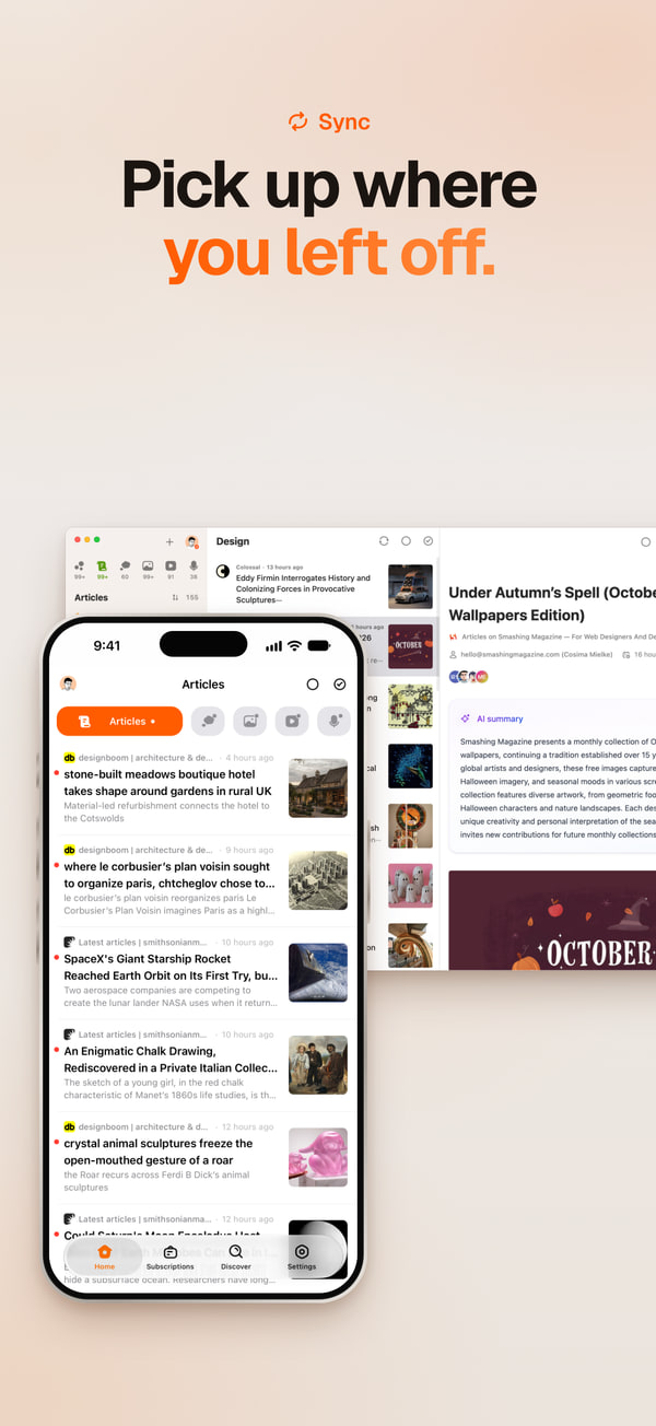 The same timeline on iPhone and Mac
