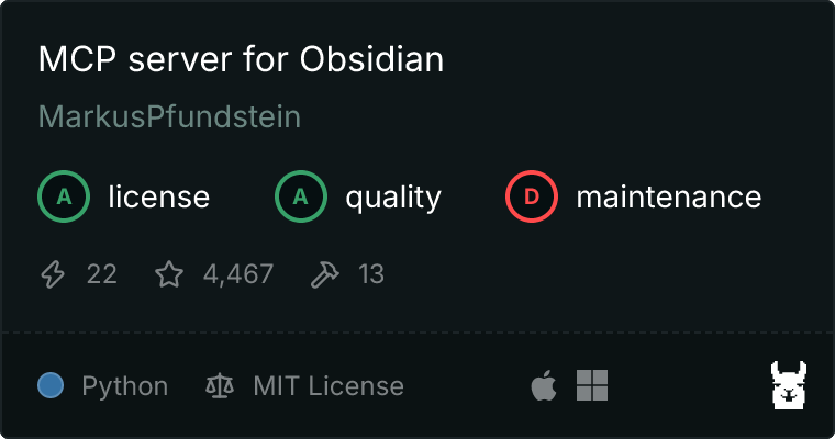 server for Obsidian MCP server