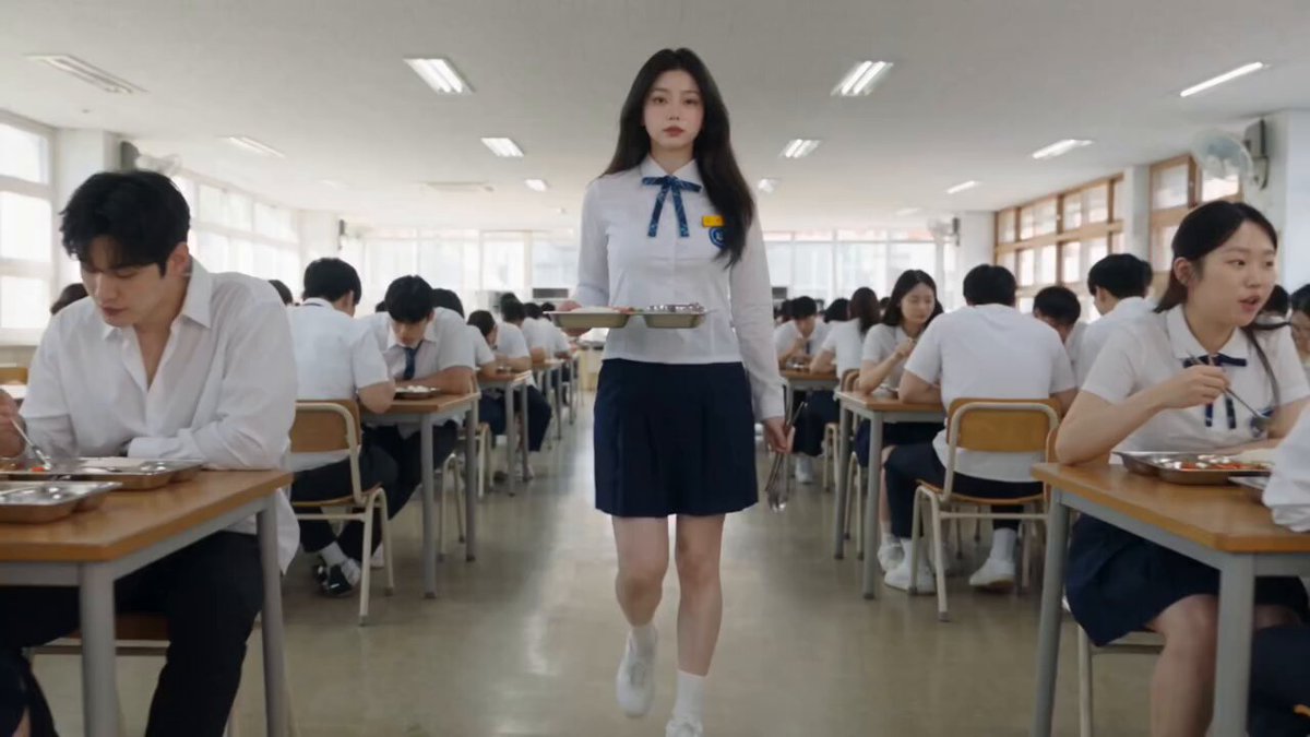 School Cafeteria Lunch Scene