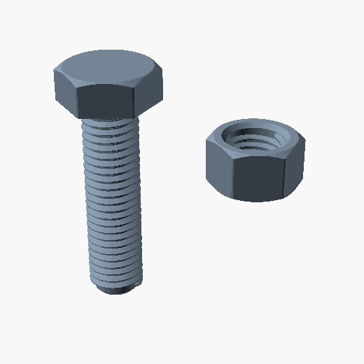 Hex bolt  nut — real threads orbit