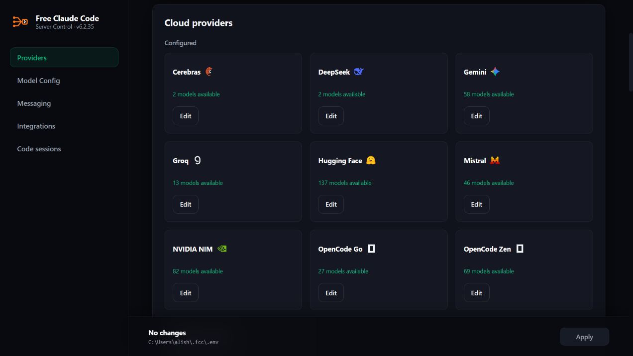 Free Claude Code Admin UI