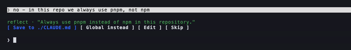 reflect-mod: a correction becomes a rule you can save with one press
