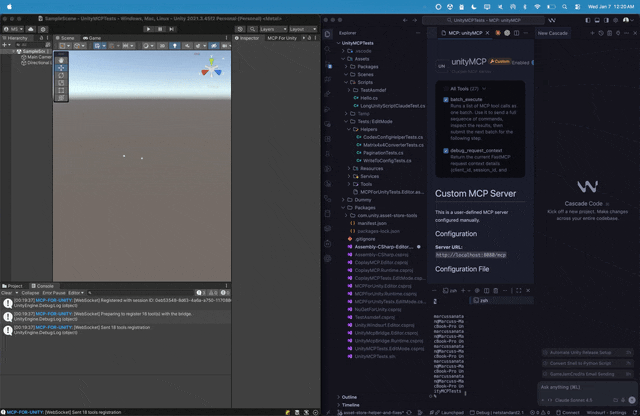 MCP for Unity building a scene