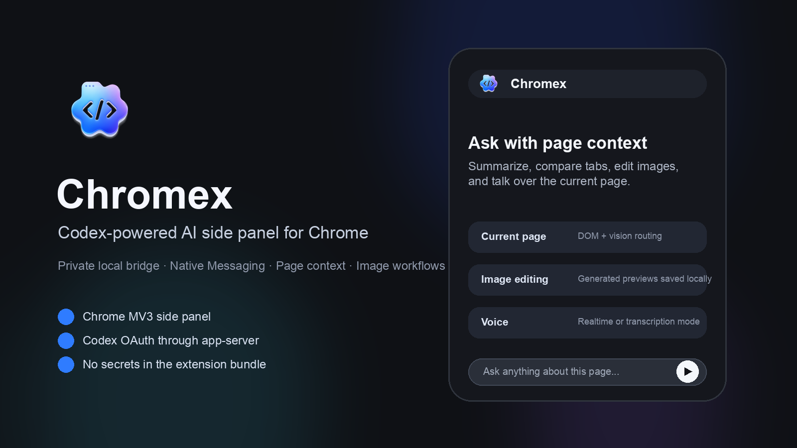 Chromex browser side-panel assistant
