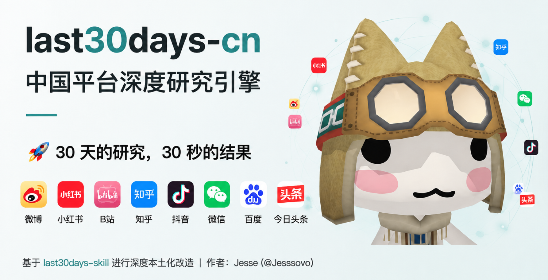 last30days-cn — 中文互联网近 30 天研究引擎