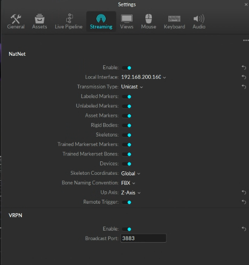 OptiTrack Streaming