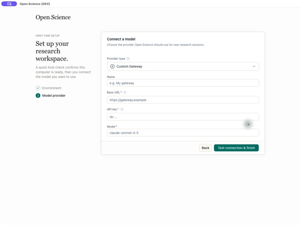 First-run model provider configuration in AIPOCH Open-Science