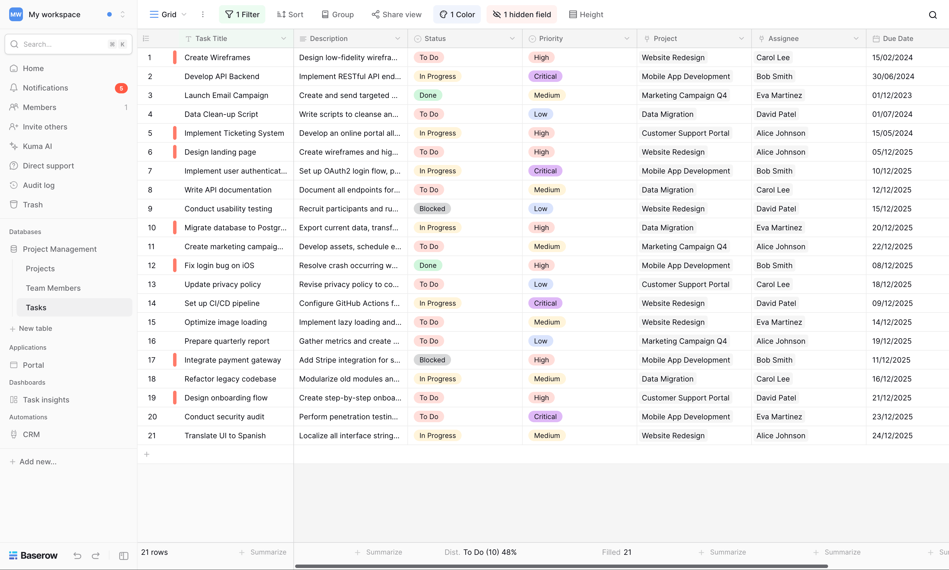 Baserow database screenshot Baserow database screenshot