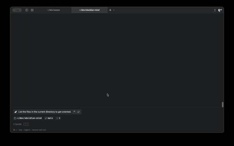 Obsidian Mind demo — standup and dump commands