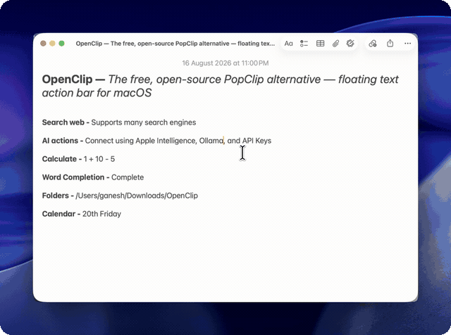 OpenClip in action