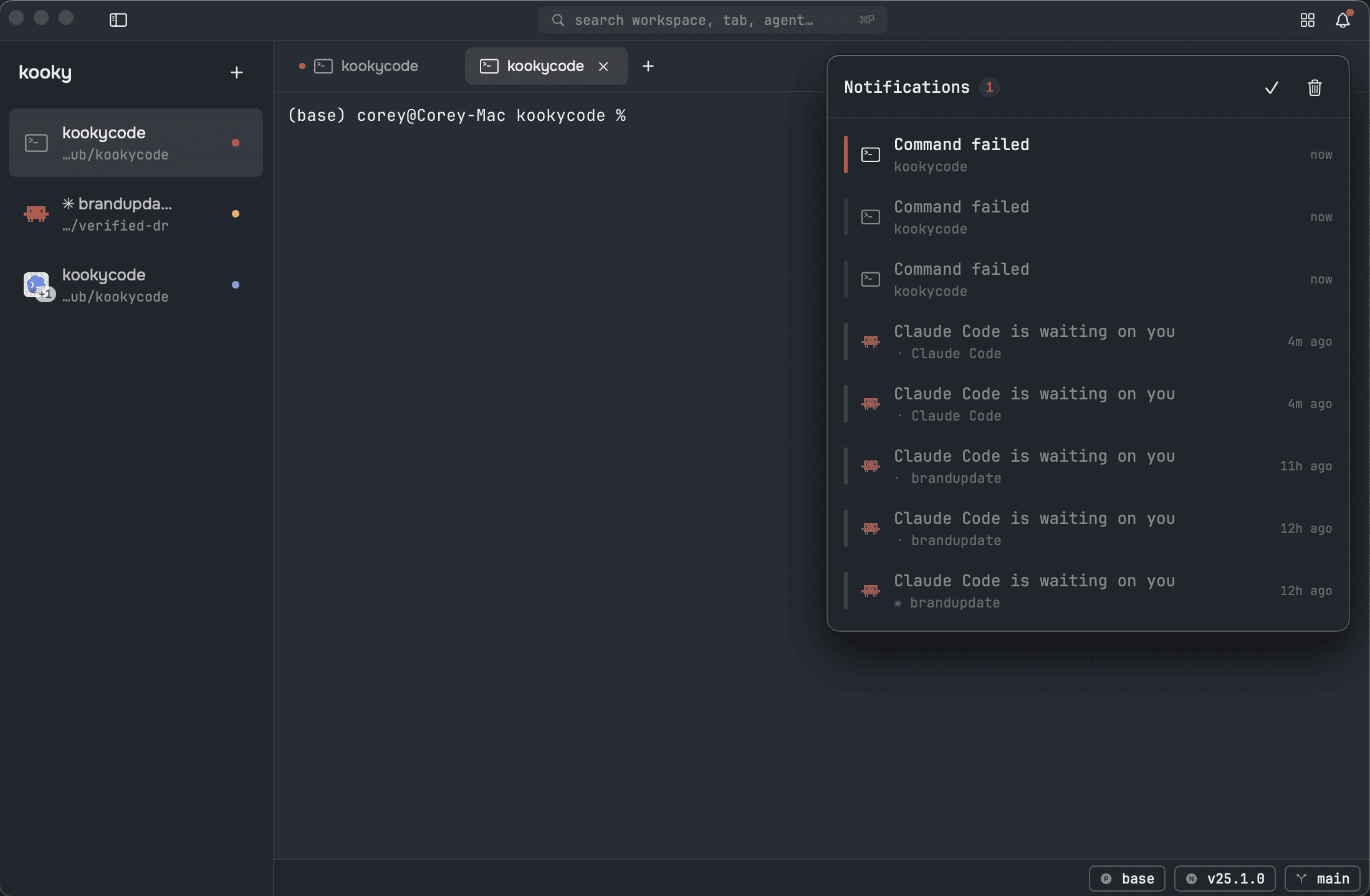 The notification center, collected across every window