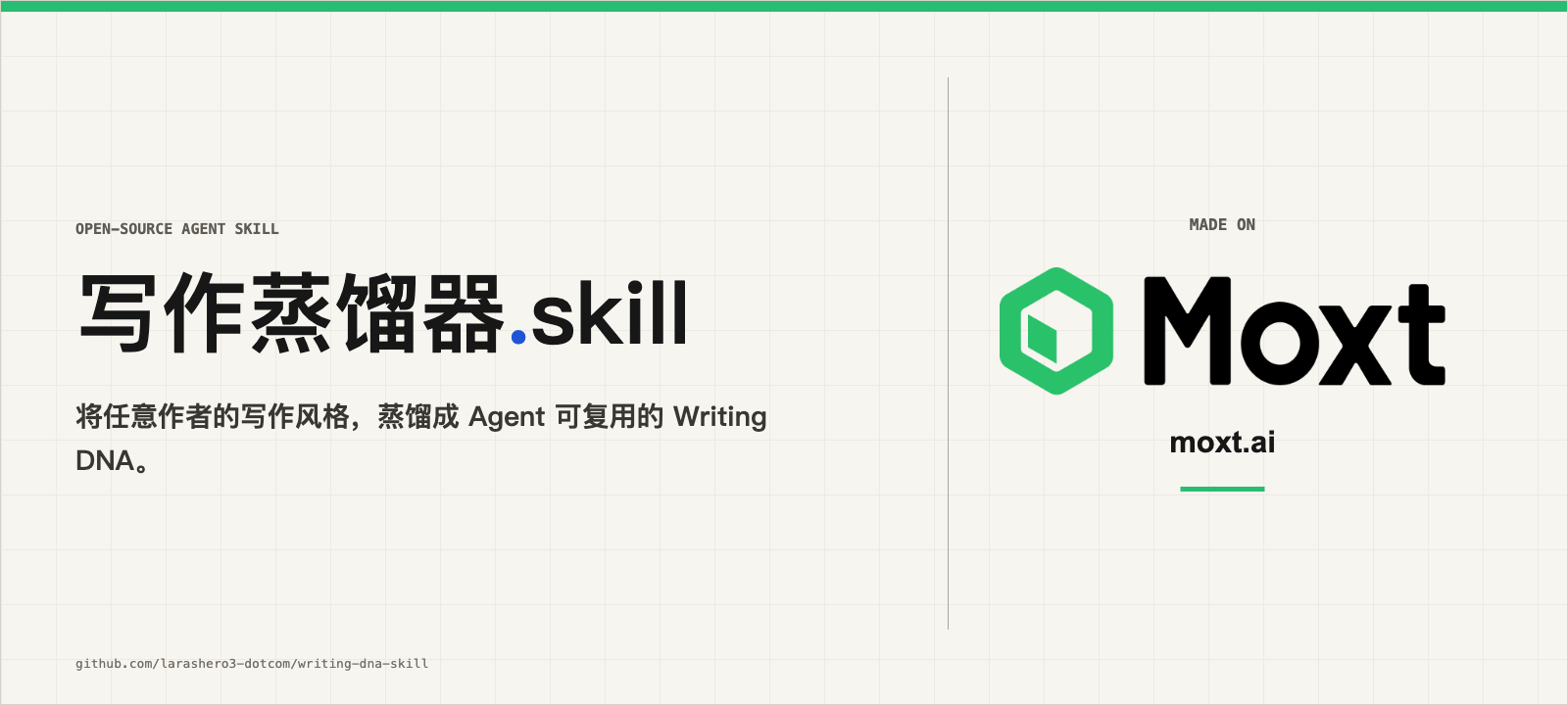 写作蒸馏器.skill:将任意作者的写作风格蒸馏成 Agent 可复用的 Writing DNA