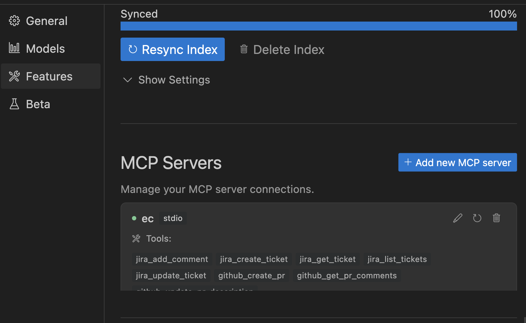 Settings Interface