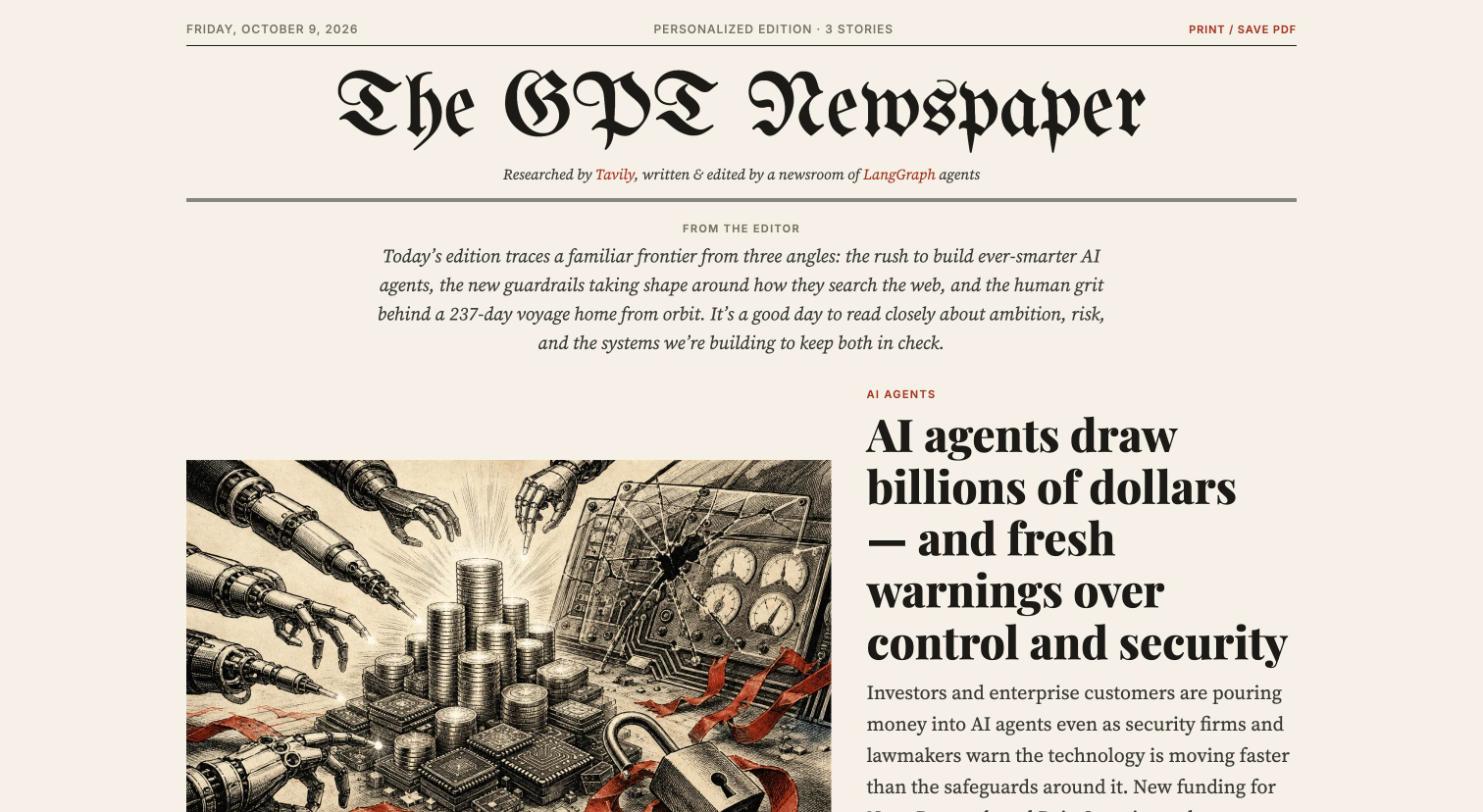 A generated front page with AI ink illustrations