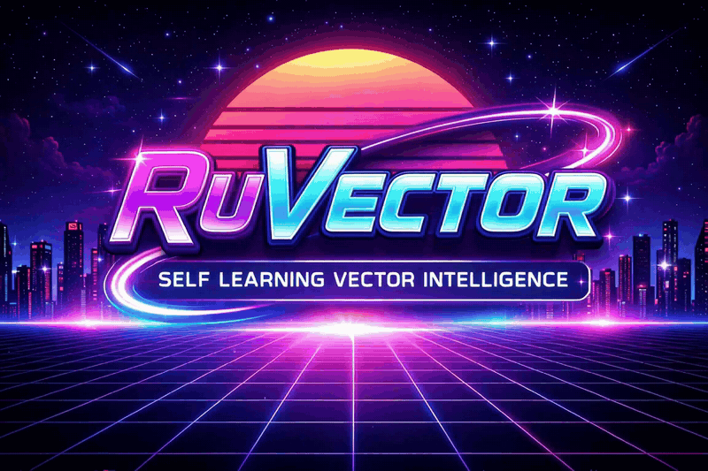 RuVector animated neon logo: self learning vector intelligence