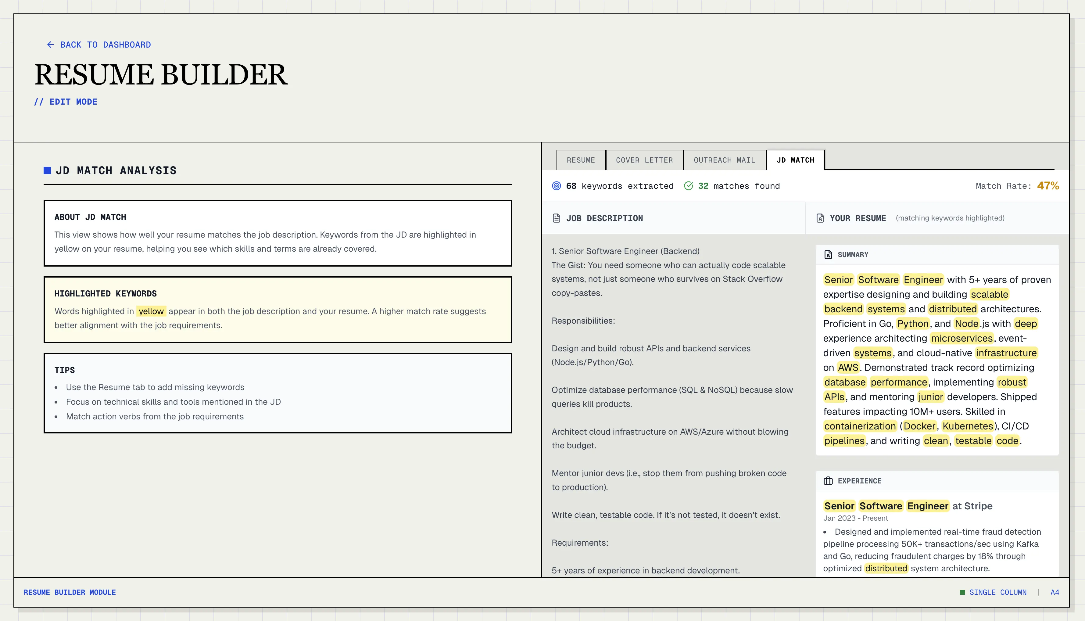 Resume Scoring and Keyword Highlight