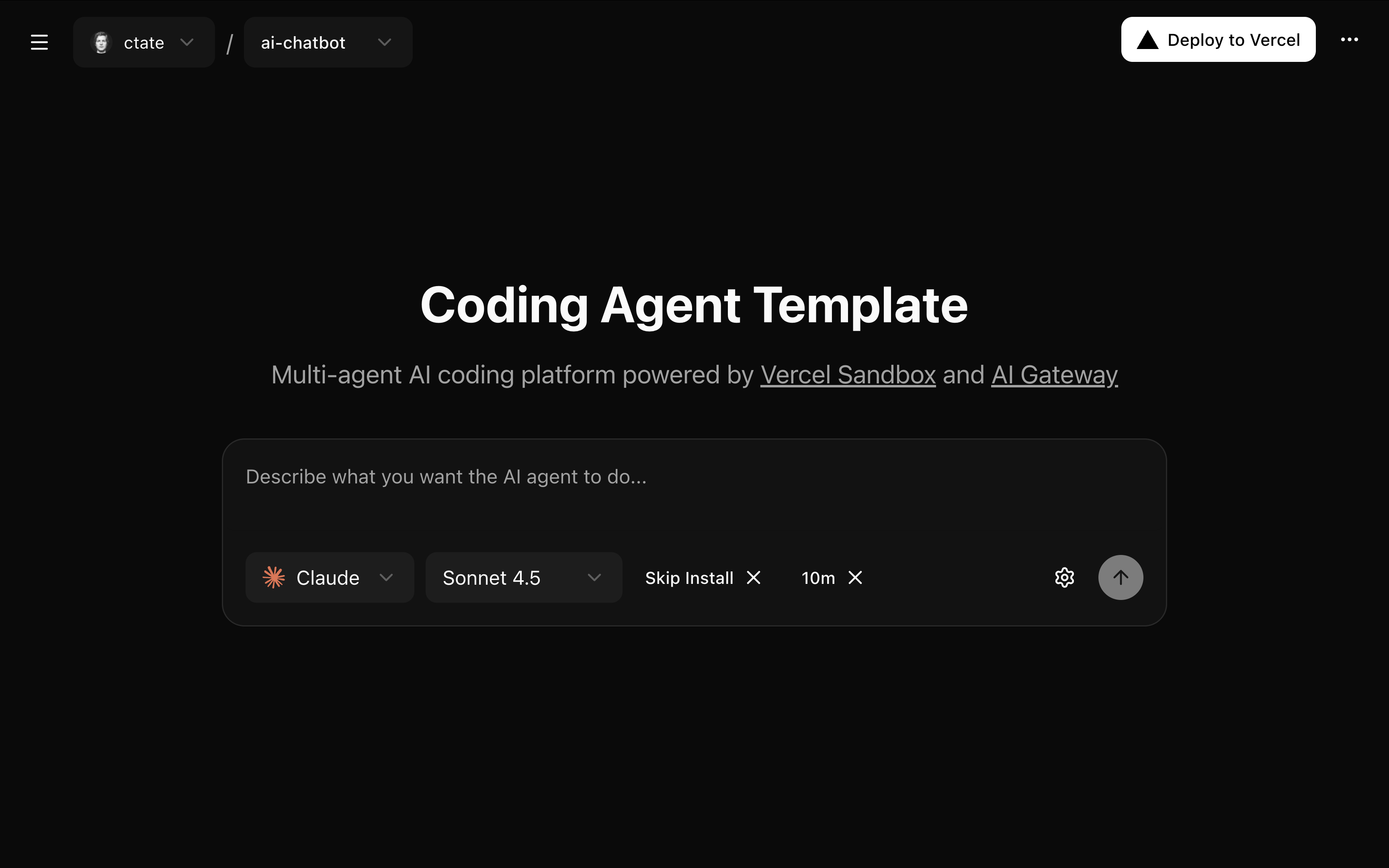 Coding Agent Template Screenshot