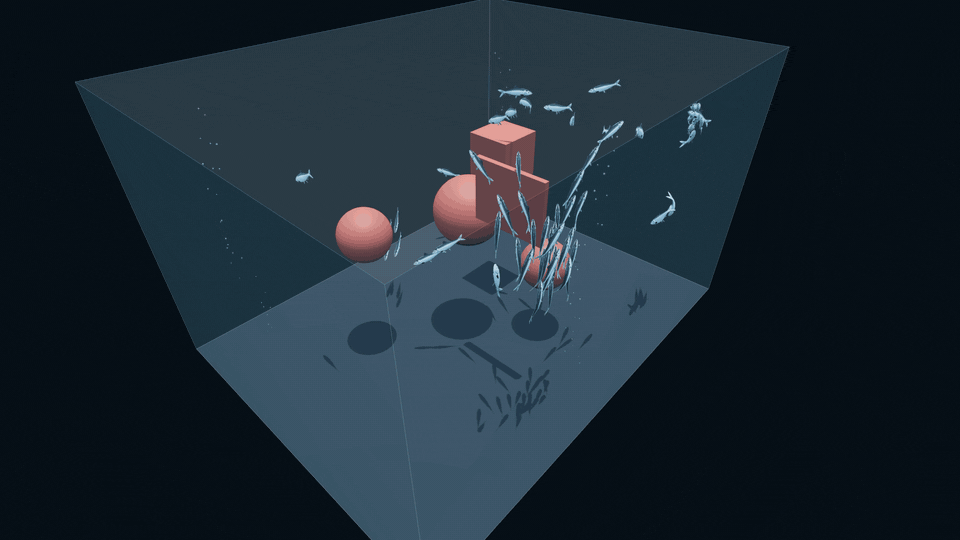 threejs boids fish school simulation
