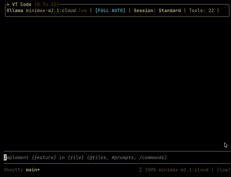 VT Code demo: plan, then review changes in the terminal