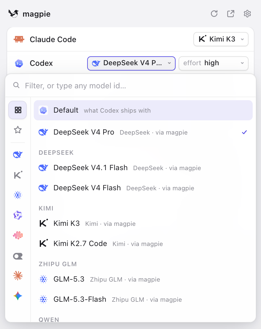 The model picker