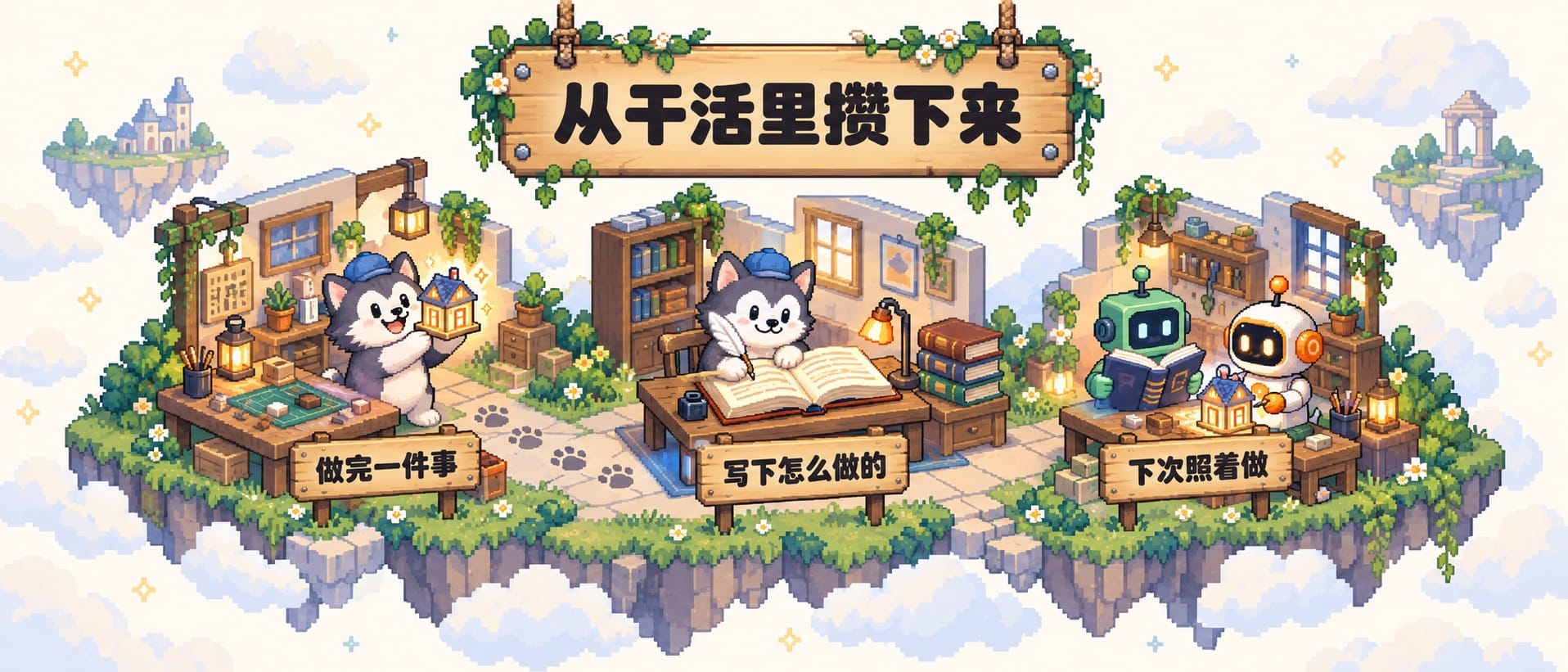 从干活里攒下来:狗子做完一件事,把做法写进手册,两个 AI 搭子下次照着手册做